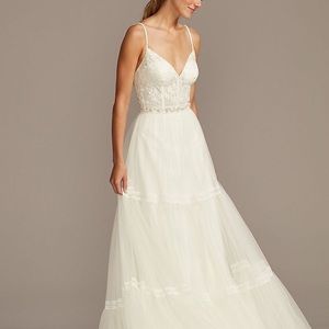 NWT David’s bridal a-line boho wedding dress
